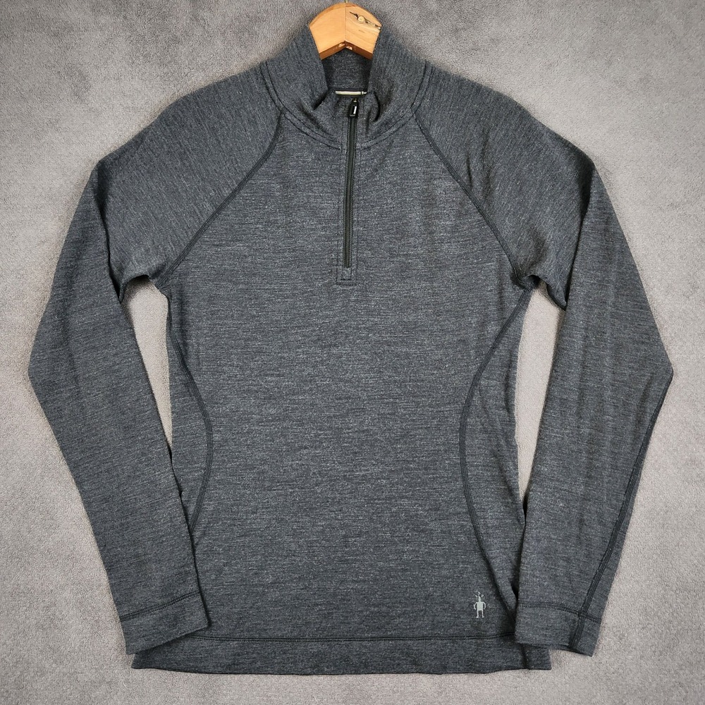Smartwool Merino 250 Base Layer Top Womens Medium Gray Thermal 1/4 Zip Pullover